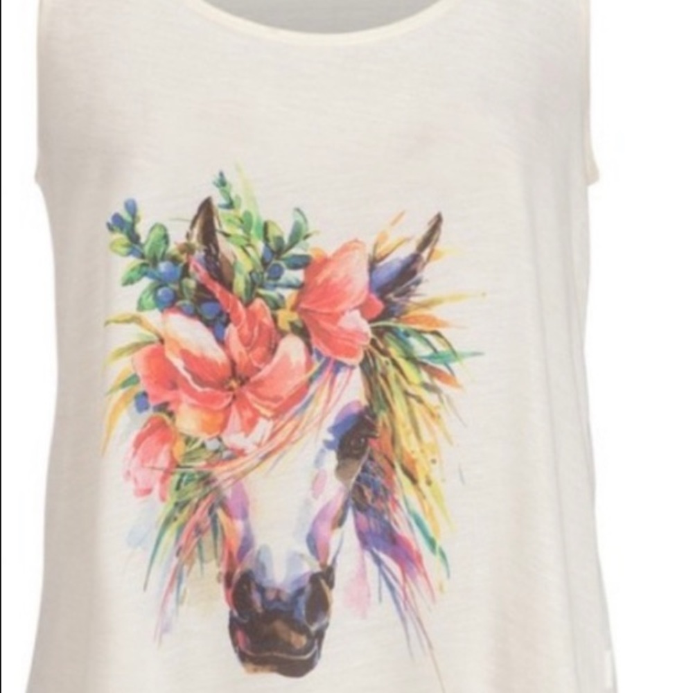 🦄🌸 White Unicorn & Flowers Racerback Tank 🌸🦄 - Picture 3 of 3